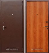 Входная металлическая дверь Армада Эконом (Антик медь / Итальянский орех). Вид снаружи и внутри.