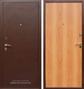 Входная металлическая дверь Армада Эконом (Антик медь / Миланский орех). Вид снаружи и внутри.